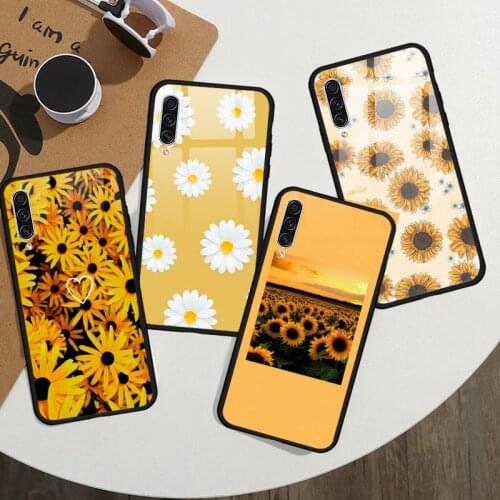 Yellow Sunflower Phone Case Tempered glass For Samsung S20 Ultra S7 edge S8 S9 S10 e plus note8 9 10 pro