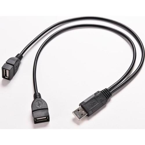 Black USB 2.0 A Male To 2 Dual USB Female Jack Y Splitter USB Hub
