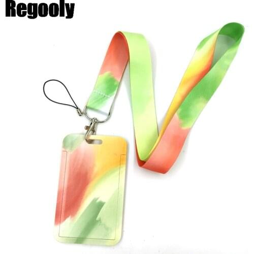 Colorful Color Contrast Lanyard Credit Card ID Holder Bag Student Women Travel Card Cover Badge Car Keychain Gifts Accessories
