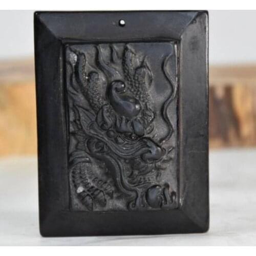 Hongshan culture archaize black iron meteorite sculpture dragon statue amulet pendant