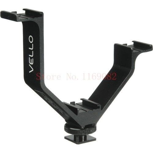Easy Hood Middle 12.5cm Triple Hot Shoe V Mount Flash Bracket for Video Lights Microphones Monitors on Cameras and Camcorders