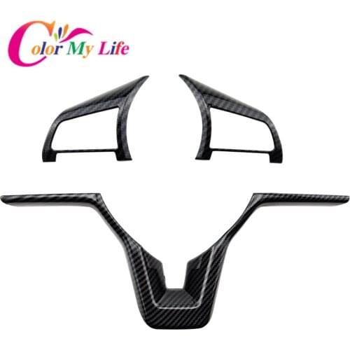 Color My Life ABS Car Steering Wheel Panel Switch Knob Cover Trim Sticker for Nissan Sunny 2020 2021 Carbon Fiber Accessories