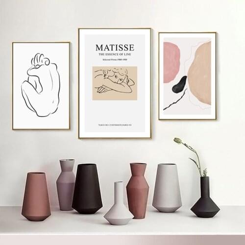 Modern Wall Art Abstract Pink David Plaster Statue Painting Pink Naked Back Women Poster Print for Living Room Cuadros Tableaux