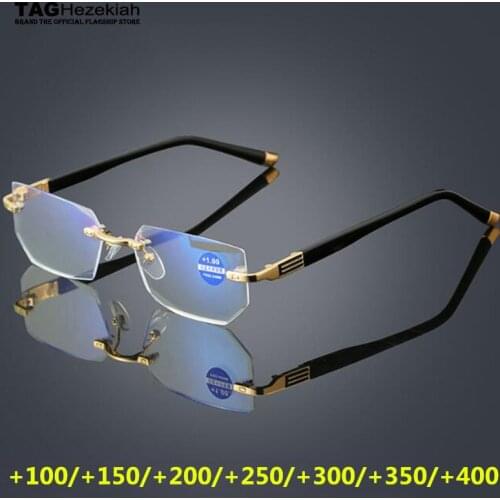 Brand fashion computer blue light glasses Men Reading Glasses Women Diamond cutting Anti fatigue Hyperopia Presbyopic Eyewear