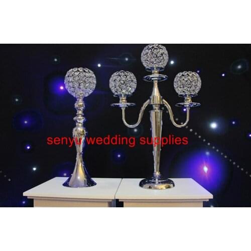 Wholesale tall cheap crystal candelabra with flower crystal ball bowl glass candle centerpieces for weddings senyu31