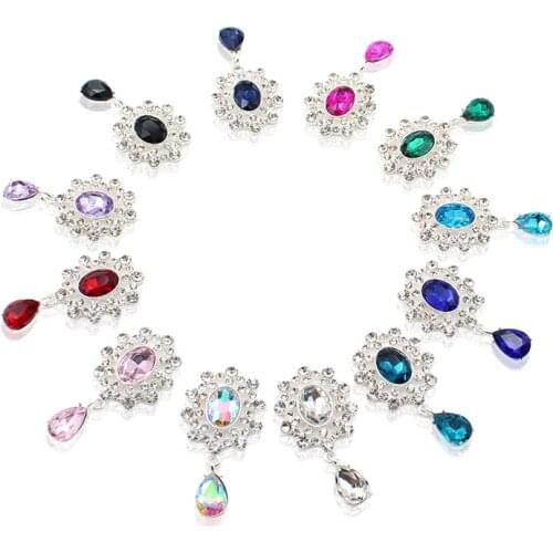 10pcs/lot 50*26MM Pendant Sewing for Needlework Rhinestone Button for Clothing Decorative Diy Hair Manualidades Accessories