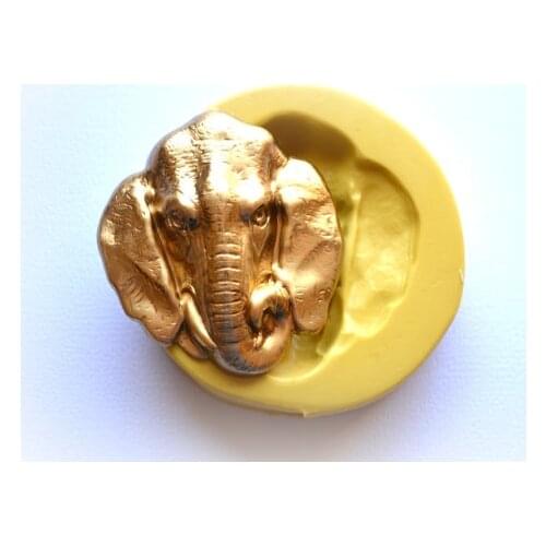 Rubber Flexible Food Safe Mold Mould Clay Fondant Cake Decor Candy Mould for Resin WD0005F African Elephant Head Safari Silicone