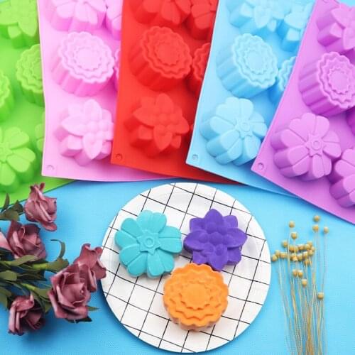 6 Cavity 3 Group Different Flower-shaped Silicone Cake Mold Mooncake Mold Fragrance Gypsum Mould