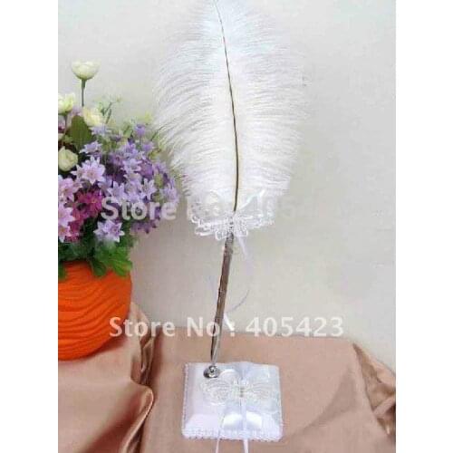 Butterfly Rhinestone ostrich feather pen / brush / pen / wedding supplies