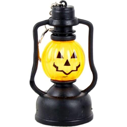 2 Pcs Light Halloween Pumpkin Skull Shape Keychains Book Bag Pendant Charms Glow Keychain Key Ring Halloween Christmas Gifts