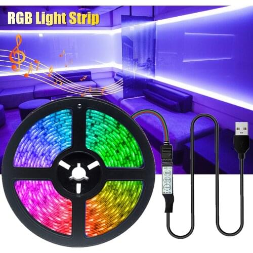 DC5V Desk BackLight 5M LED Strip Lights RGB 2835 Decoration USB Cable 3Key Control Flexible Lamp Tape Diode Ribbon Lighting
