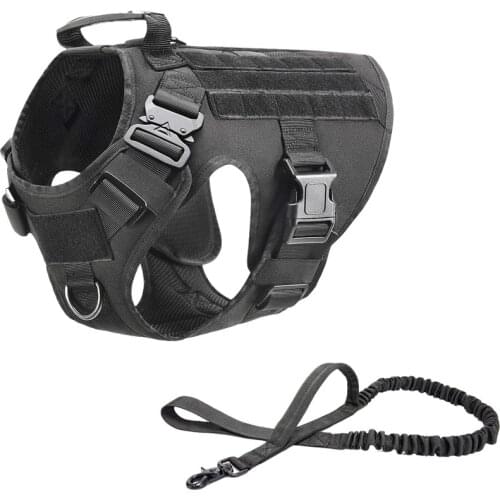 Tactical Dog Harness and Leash Set Metal Buckle Big Dog Vest German Shepherd Durable Pet Harness for Small Large Dogs Training
