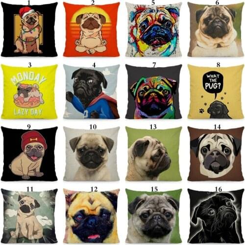 XUNYU Cute Pug Dog Cushion Cover Decorative Sofa Pillow Case Seat Car Home Decor Throw Pillowcase 45x45cm DWG020