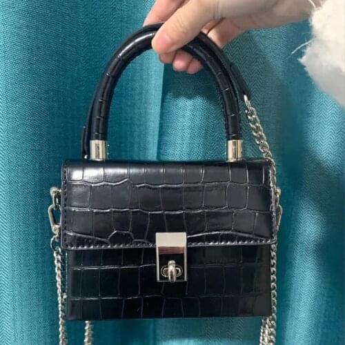 Alligator Patent PU Leather Crossbody Bags Fashion Simple Shoulder Handbags Womens Branded Retro Small Square Bag