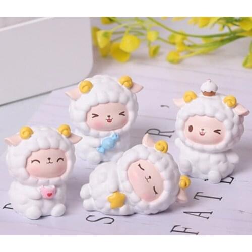 ZOCDOU 1 Piece Creative Cartoon Animal Sheep Small Statue Little Figurine Crafts Figure Ornament Miniatures