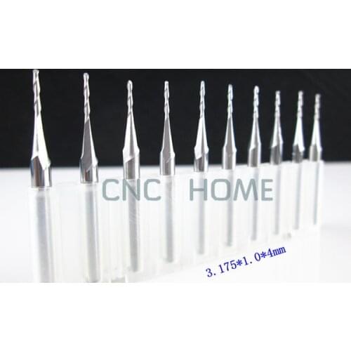 10 pcs 3.175mm*1mm*4mm Micro Tungsten Carbide Ball End Mill 1mm,3D Relief Carbide End Mill,CNC Router Bits,Quality Cutting Tools