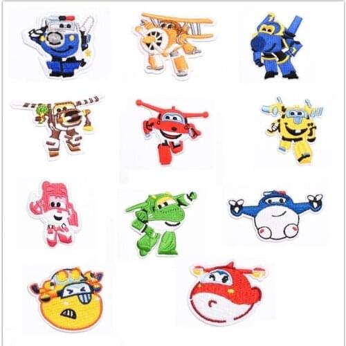 11 types cartoon anime Airplane robot embroidered cloth stickers ironing child clothing iron patch sew DIY patch badges decor