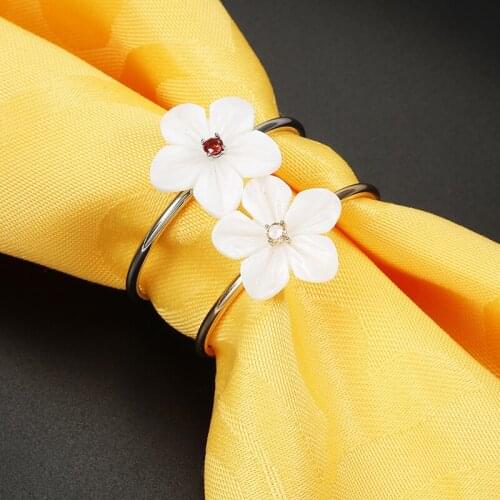 12PCS exquisite flower inlaid zircon napkin ring circle Hotel tableware napkin ring jewelry