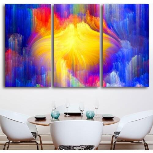 3 Pieces Abstract art Rainbow Colorful clouds Splash Crystal diamond Embroidery sale Diamond Painting full square round resin