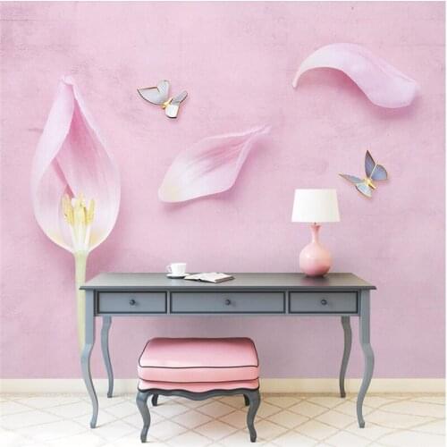 Beibehang 3D muralLiterary sweet beautiful floral butterfly modern sofa background wall wallpapers for living room wall paper 3d