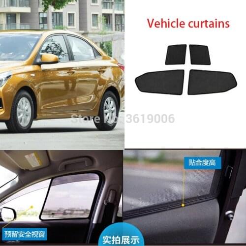 4pcs High-end custom For Hyundai Verna 2018 card type magnetic car curtain sun shade car window shade car styling