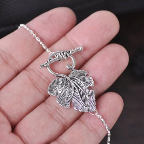 5 sets 37x23mm Grape Leaf Tibetan Silver Color Metal Clasps Hooks Connectors for Necklace Bracelet Jewelry Making DIY Findings