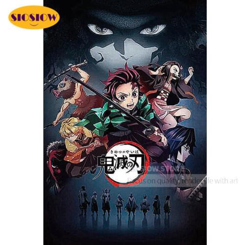 5D Embroidery Diamond Demon Slayer Kimetsu No Yaiba Pictures Home Decor Japan Anime Painting Full Square Cross Stitch Wall Decor