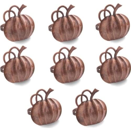 8 Pieces Pumpkin Napkin Rings Thanksgiving Vintage Napkin Ring Holders Halloween Pumpkin Dinner Tables Rings Buckles
