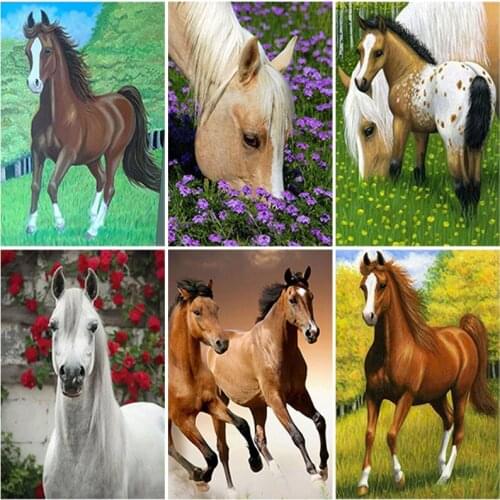 DIY Horse 5D Diamond Painting Full Square Drill Cross Stitch Kit Embroidery Mosaic Wall Art Picture Rhinestones Gift Home Decor