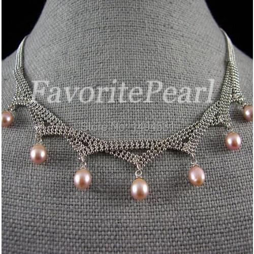 Free Shipping - AA 7-8MM 14.5-18 Inches Purple Color Freshwater Pearl Necklace