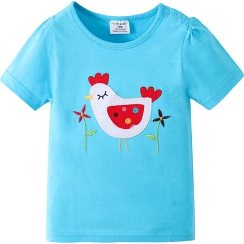 Funnygame Girls Cotton Tshirts Animals Applique Summer Baby Clothes Fashion Kids Girls Costume Tops