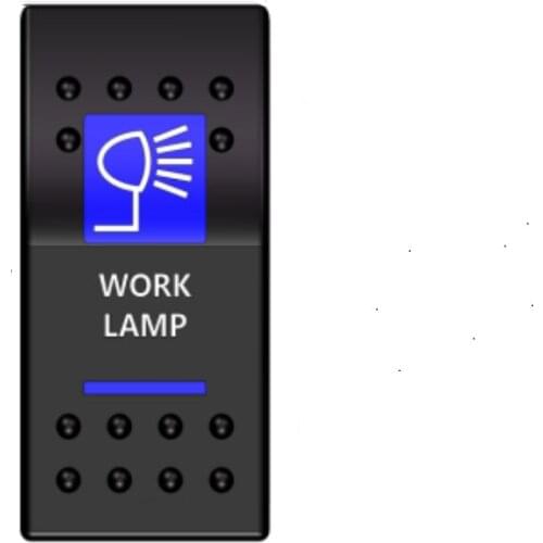 Backlit WORK LAMP Rocker Switch Kit, On/Off LED Light, 20A 12V Toggle, Blue