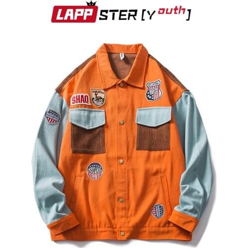 LAPPSTER-Youth Men Letter Pocket Harajuku Jackets 2021 Mens Japanese Streetwear Loose Causal Jackets Male Korean Hip Hop Jackets