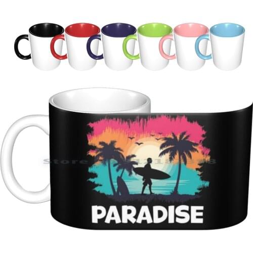 Summer Beach Sunset Vintage Paradise , This Is Our Summer Ceramic Mugs Coffee Cups Milk Tea Mug Beach Paradise Vintage Summer