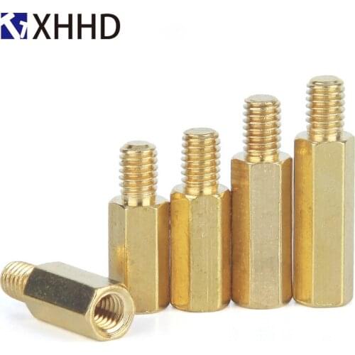 M4 Single Hex Brass Male Female Standoff Mount Hexagon Threaded Pillar PCB Computer PC Motherboard Spacer Bolt Spacer M4xL+6mm
