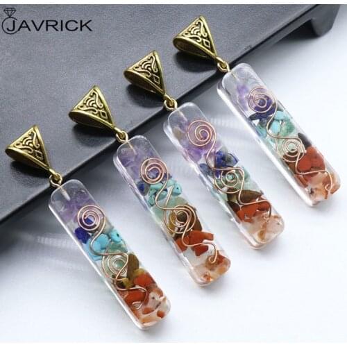 Merkaba 7 Chakras Crystal Stones Orgone Pendant Generator Energy Accumulator Orgonite Hex Chakra Pendant Necklace Unisex