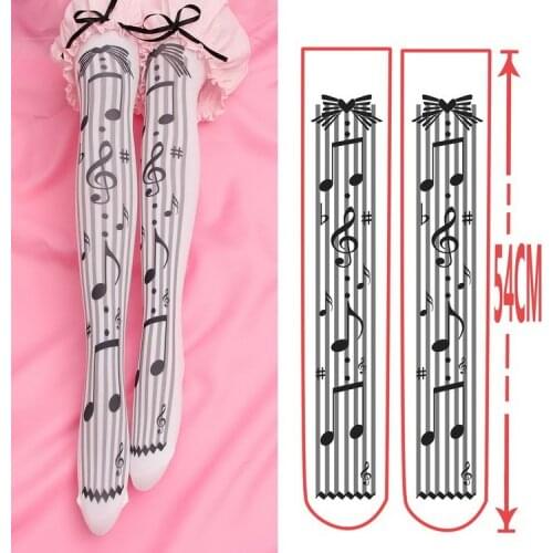 Sweet Lolita Thigh High Stockings Kawaii 100D Printed Velvet Long Stockings for Girl 9 Patterns