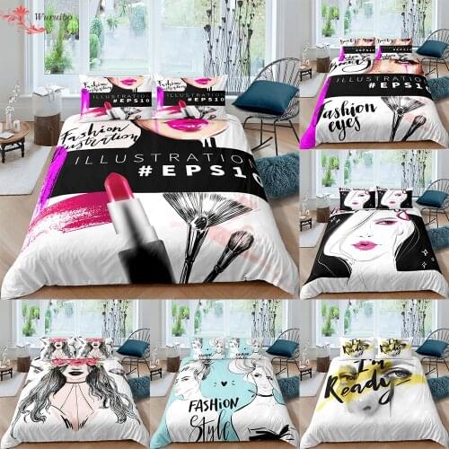Fashionable Cosmetic Bedding Set Beauty Woman Charm Duvet Cover Girl Quilt Covers Single King Double Queen Size Bedroom Decor
