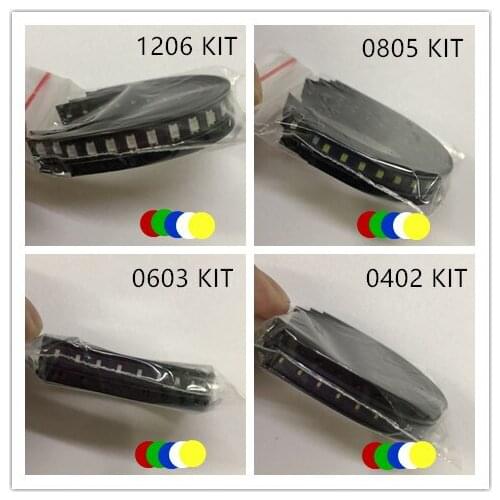 100PCS/LOT SMD LED Kit 1206 1210 5050 5730 0805 0603 3528 2835 0402 Red/Green/Blue/White/Yellow led diode set 5Colors Each 20PCS