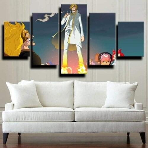5 Piece Wall Art Canvas Anime Manga Posters Pirate King Figure Pictures Modern Home Decor Living Room Decoration Paintings