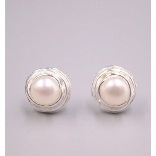 Real Silver 925 Earrings Stud For Women Female Girl Gold Korean Mother Of Pearl National Style Stud Earrings Personality
