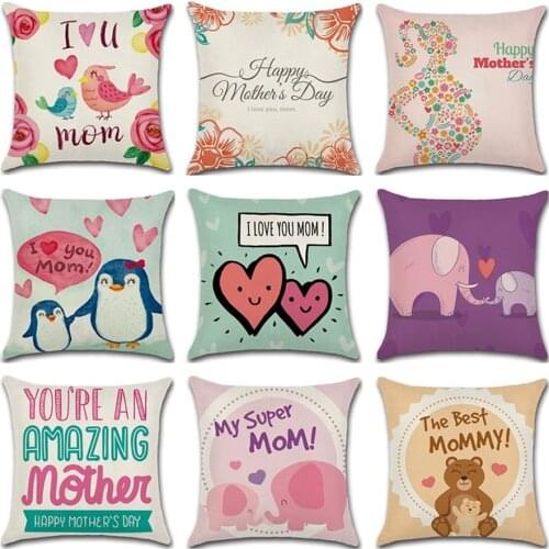 Fashion Cute Cartoon Super Mama Cushion Cover Linen 45*45cm Decor Mom Pillow Case for Sofa Home Super Mother Pillowcase