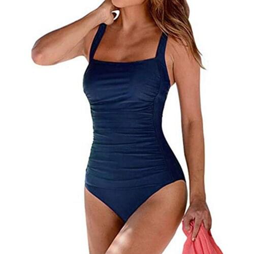 Sexy Plus Size Swimwear Women 2021 One Piece Swimsuit Black Retro Swimming Wear for Bathing Suits monokini maillot de bain femme