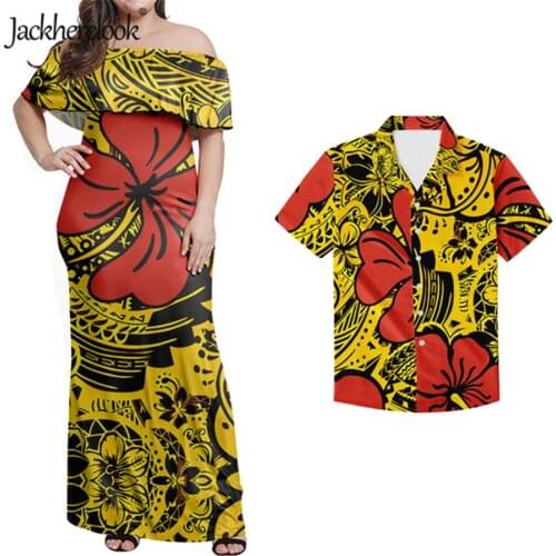 Jackherelook Yellow Polynesian Hawaii Floral Off Shoulder Dress Summer Hibiscus Plumeria Clothes Sexy Party Club Bodycon Dresses