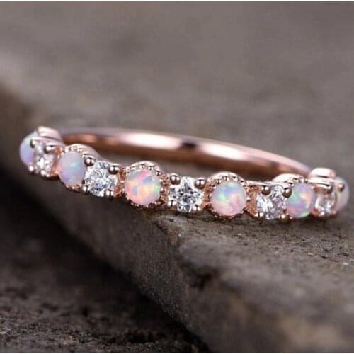 Popular Simple Design Alloy Crystal Pearl Rings For Women Rose Gold Color Finger Jewelry Ring Party