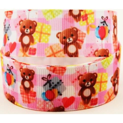 22mm 25mm 38mm 75mm Bear cartoon printed Grosgrain Ribbon party decoration 10 Yards X-04382