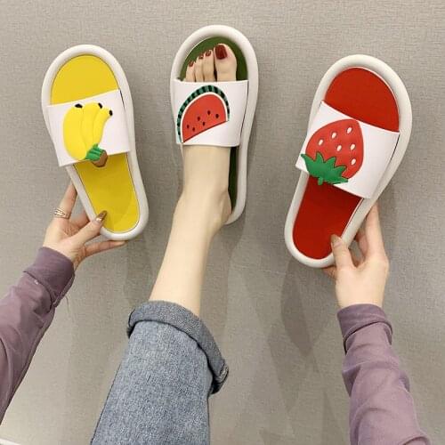 Slipper Womens Lndoor Bathroom Household Lovely Bear Rabbit Kids Non-Slip PVC Lovers Cartoon Fruit Beach Shoes Summer Pink
