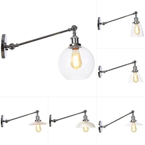 Nordic style small bakery cafes wing KTV decorative glass wall lamp long arm