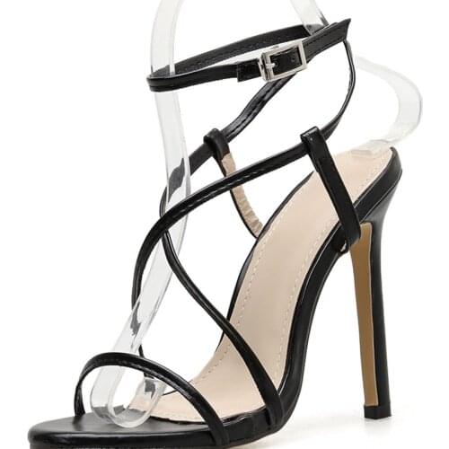 Women Sandals High Heels Summer Brand Party Shoes Round Toe PU 11.5CM Thin High Heels Buckle Strap Shallow women shoes size35-40