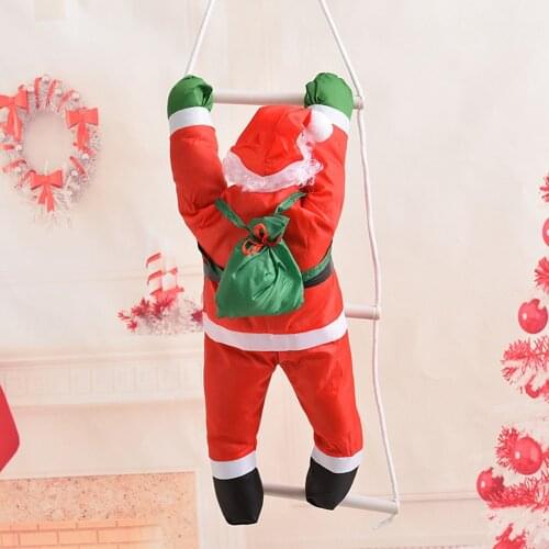 1Pcs 50CM Climbing Ladder Cloth Santa Claus Wall Hanging Decor Christmas Tree Decoration Pendant Climbing Rope Santa Claus